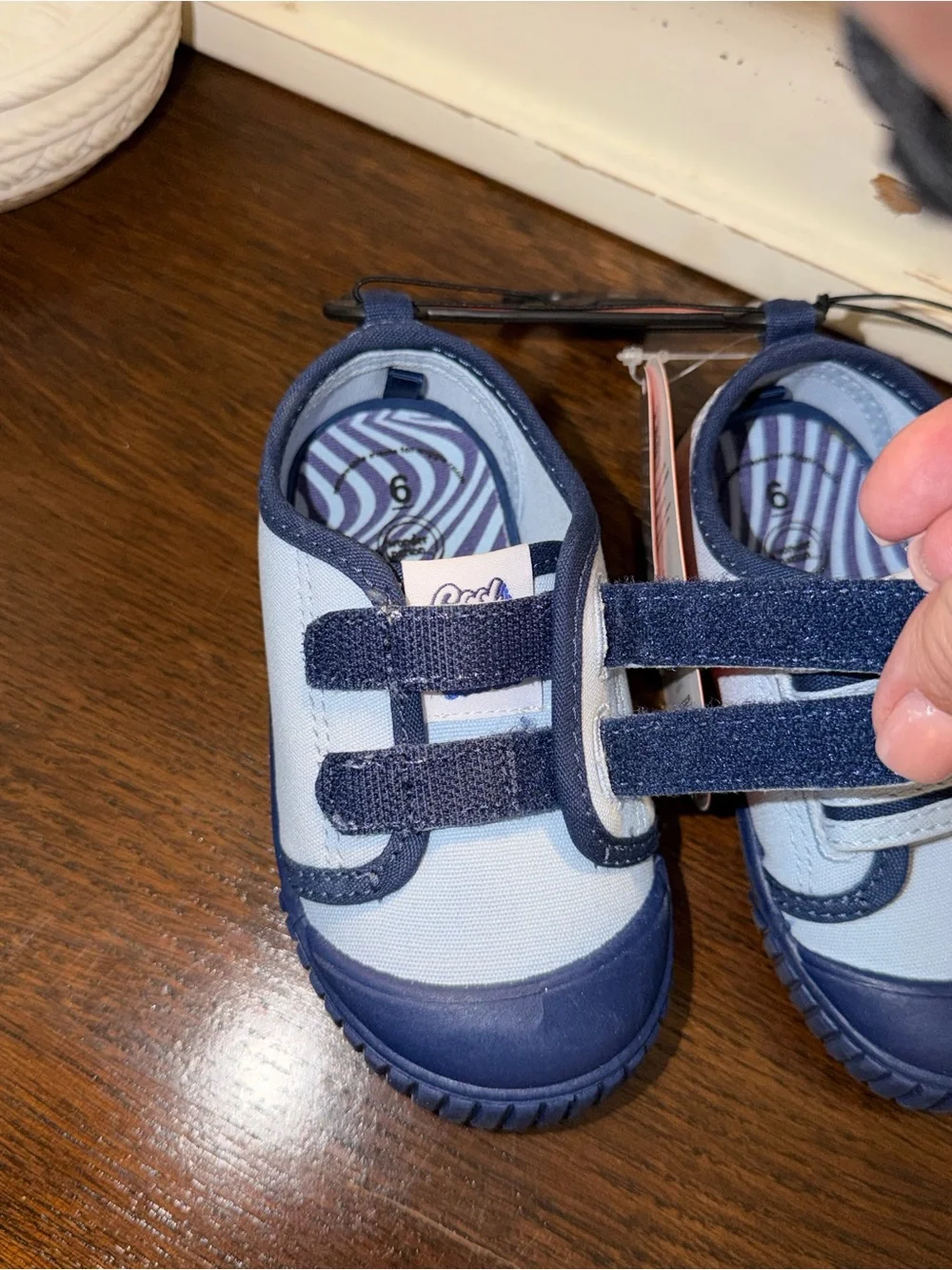 wonder nation Light Blue & Navy Kids Hook-and-Loop Sneakers